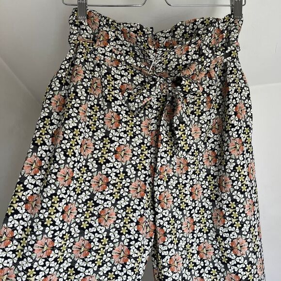 Max Studio‎ Crepe Wide Leg Paper Bag Pull On Pants Gingko Leaf Size Medium - Picture 2 of 8